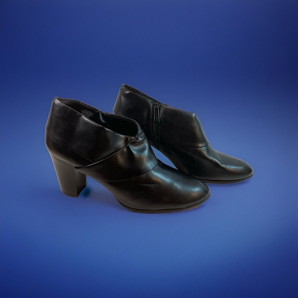 Dockers Women's Zippered Faux Black Leather Block Heel Ankle Boots Booties 11 M